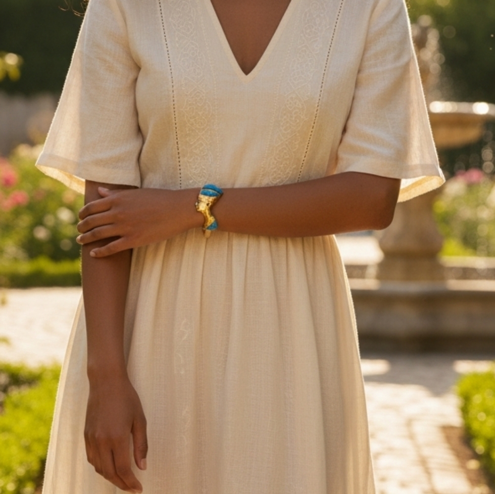 Elegant Cream V-Neck Dress